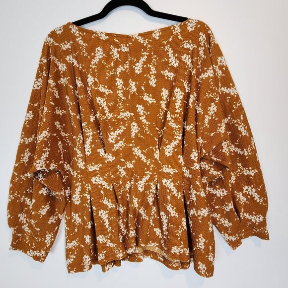 Anthropologie Amber Dolman Sleeve Blouse Floral Pleated Waist Fit & Flare sz Md - Picture 4 of 10